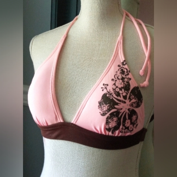 Floral Pink Halter Bikini Top by Malibu - Picture 7 of 7